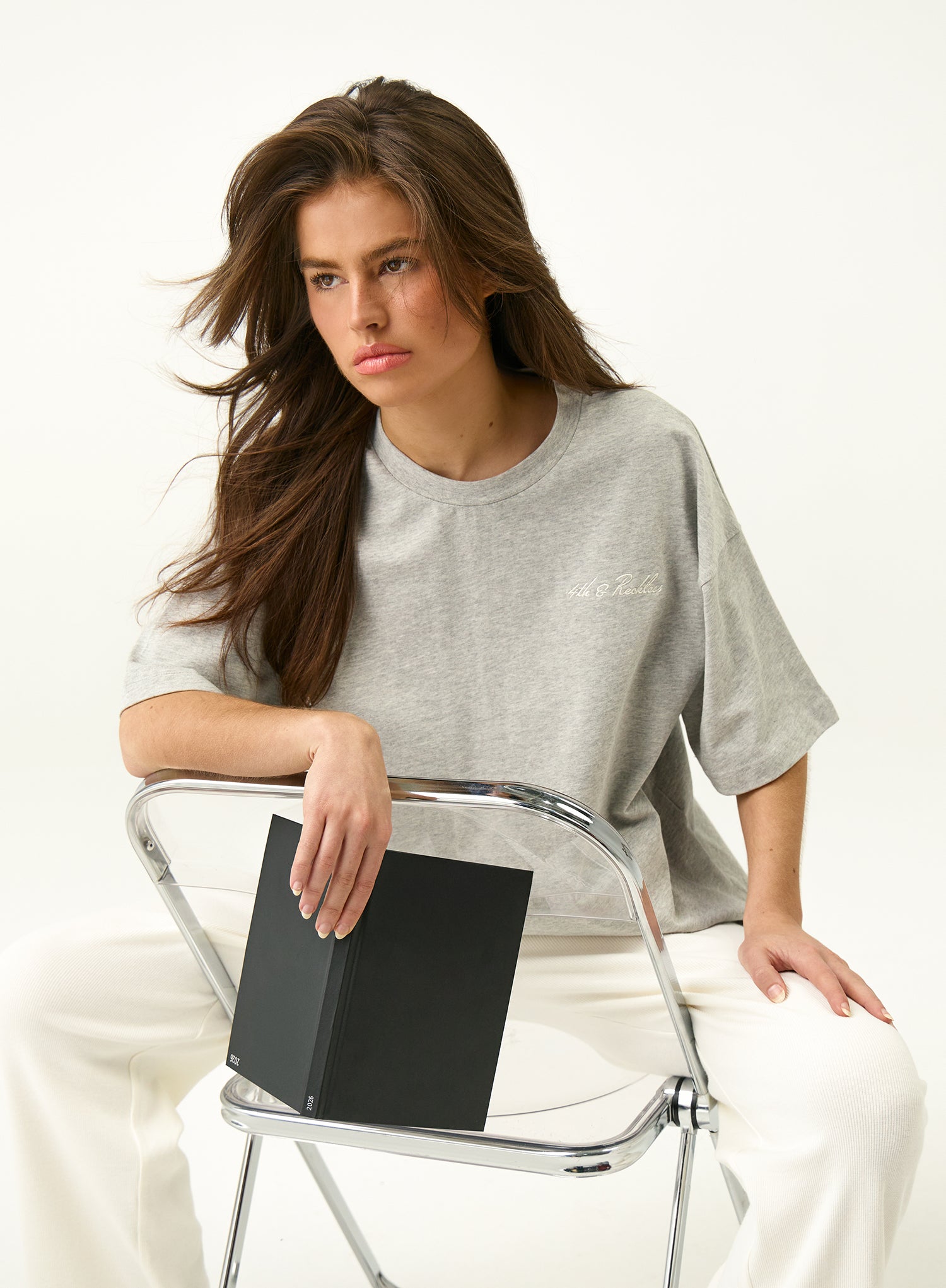 Light Grey Branded Short Sleeve Cotton T-Shirt